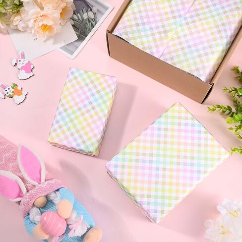 100Pcs Easter Tissue Paper for Gift Wrapping Pastel Plaid Color Art Tissue Paper for Happy Easter Party Spring Holidays DIY Craft Supplies, 20 * 14 Inches in Saudi Arabia