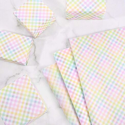 100Pcs Easter Tissue Paper for Gift Wrapping Pastel Plaid Color Art Tissue Paper for Happy Easter Party Spring Holidays DIY Craft Supplies, 20 * 14 Inches in Saudi Arabia