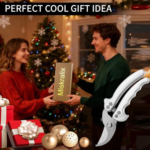 8.5-Inch Silver Professional Garden Pruning Shears - Spring-Loaded Stainless Steel Scissors with Safety Lock & Non-Slip Grip, Curved Blade Effortlessly Cuts Branches, Durable Gardening Tool in Saudi Arabia