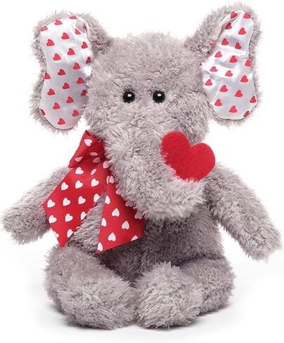 Bearington Hugh Loves You Elephant Stuffed Animal - 13" Cuddly Valentines Stuffed Animal with Soft Grey Fur and Heart Details - Adorable Elephant Valentines Day Gift for Kids, Babies, and Loved Ones in Saudi Arabia