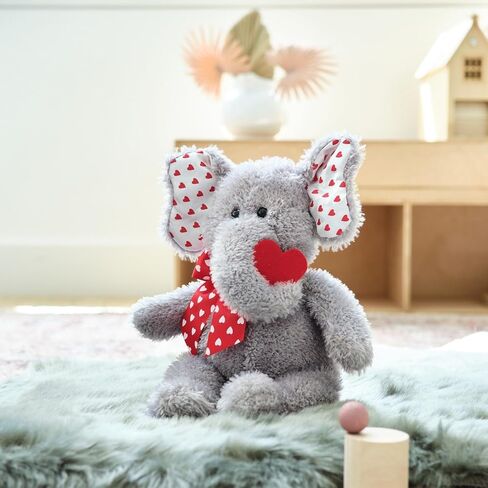 Bearington Hugh Loves You Elephant Stuffed Animal - 13" Cuddly Valentines Stuffed Animal with Soft Grey Fur and Heart Details - Adorable Elephant Valentines Day Gift for Kids, Babies, and Loved Ones in Saudi Arabia