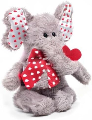 Bearington Hugh Loves You Elephant Stuffed Animal - 13" Cuddly Valentines Stuffed Animal with Soft Grey Fur and Heart Details - Adorable Elephant Valentines Day Gift for Kids, Babies, and Loved Ones in Saudi Arabia