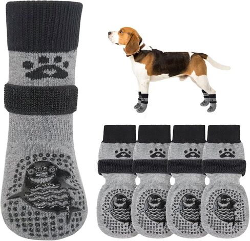 SCENEREAL Dog Socks to Prevent Licking Paws for Hot/Cold Pavement Anti Slip, Dog Shoes for Hardwood Floors, Dog Boots & Paw Protectors with Grippers for Small Medium Large Senior Dogs, Shark S in Saudi Arabia