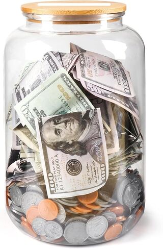 Clear Piggy Bank with Slotted Lid, 7/8 Gallon Plastic Money Saving Jar Bank Box Container for Cash Saving, Clear Large Money Coin Change Bank Jar Container Penny Piggy Jar Bank for Adults Kids in Kuwait