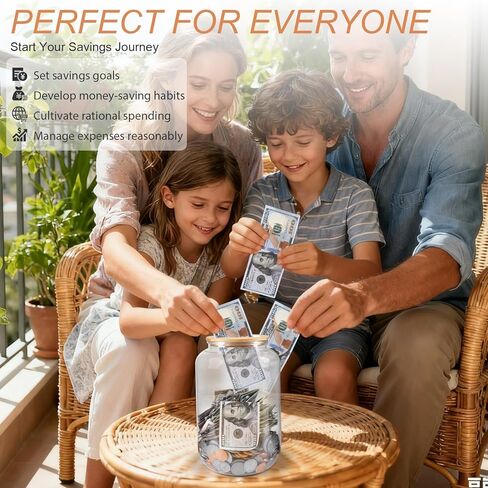 Clear Piggy Bank with Slotted Lid, 7/8 Gallon Plastic Money Saving Jar Bank Box Container for Cash Saving, Clear Large Money Coin Change Bank Jar Container Penny Piggy Jar Bank for Adults Kids in Kuwait