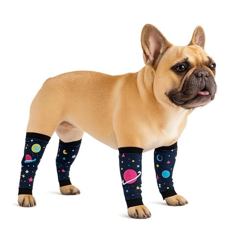 Petwarm Dog Recovery Leg Sleeves 4pcs Set Astronaut Print – Soft Anti-Lick Joint Support Wraps for Medium & Large Dogs, Cone-Free Surgery Protection, Grey, L in Saudi Arabia