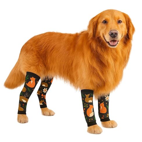 مجموعة Petwarm Dog Recovery Leg Sleeves مكونة من 4 قطع مطبوعة لرائد الفضاء - أغلفة دعم المفاصل الناعمة المضادة لللعق للكلاب المتوسطة والكبيرة، حماية خالية من العمليات الجراحية، رمادي، L in Kuwait