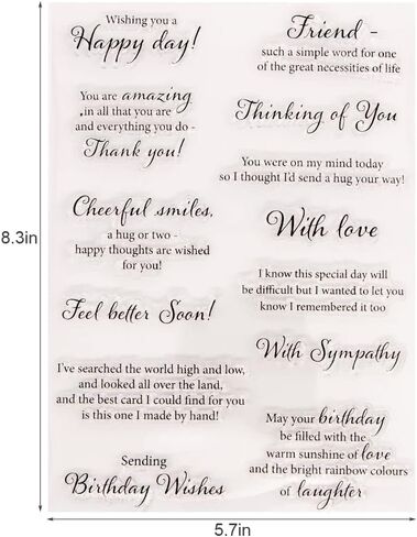 LZBRDY 5.7 by 8.3 Inch Happy Day Friend Thinking of You with Love Sympathy Wishes Words Clear Stamps for Card Making and Scrapbooking in Saudi Arabia