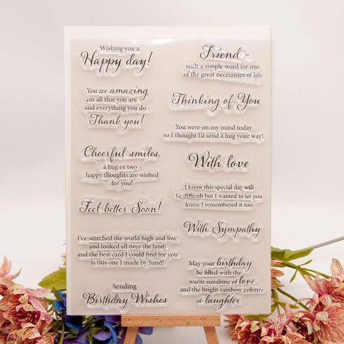 LZBRDY 5.7 by 8.3 Inch Happy Day Friend Thinking of You with Love Sympathy Wishes Words Clear Stamps for Card Making and Scrapbooking in Saudi Arabia