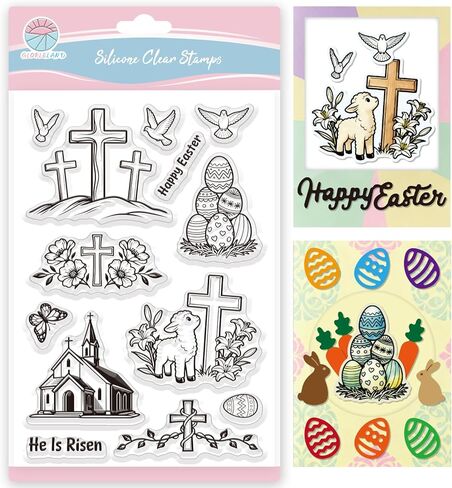 GLOBLELAND عيد الفصح عبر ختم واضح لسكرابوكينغ الربيع عيد الفصح البيض سيليكون طوابع السلام حمامة ختم شفاف لصنع بطاقة DIY النقش اليومية in Kuwait