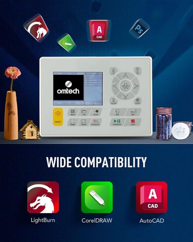 OMTech 60W CO2 Laser Engraver، آلة نقش بالليزر 20x28 بوصة مع التركيز التلقائي Autolift 4 Way Pass Air Assist مضخة مياه، آلة قطع الليزر التجارية للحفر للخشب والزجاج والأكريليك المزيد in Kuwait