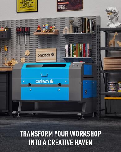 OMTech 60W CO2 Laser Engraver، آلة نقش بالليزر 20x28 بوصة مع التركيز التلقائي Autolift 4 Way Pass Air Assist مضخة مياه، آلة قطع الليزر التجارية للحفر للخشب والزجاج والأكريليك المزيد in Kuwait