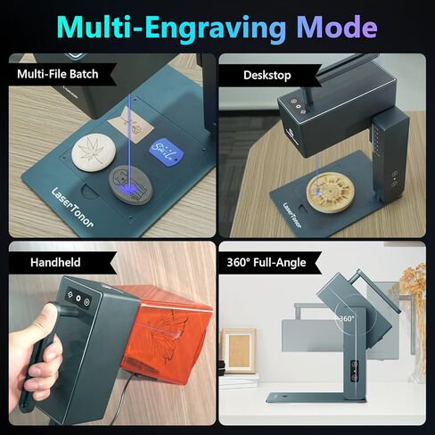 LaserTonor Pi1 10W Laser Engraver Handheld,Portable 1kg Diode Engraving and Cutter Machine 360°‌‌ Full-Angle Engraving,63600mm/min Fast Speed & 0.05mm Precision for Wood/Leather/Coated Metal,Basic in Saudi Arabia