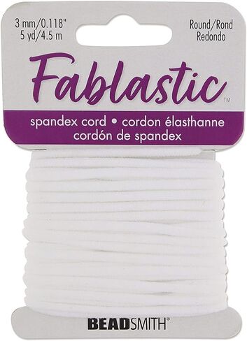 The Beadsmith Round Stretch Cord – Fablastic – 3mm, White Color, 5-Yards (4.5 Meters) – Soft Elastic Cord for Jewelry Making, Sewing, Headbands, Bracelets & Other DIY Crafts in Saudi Arabia