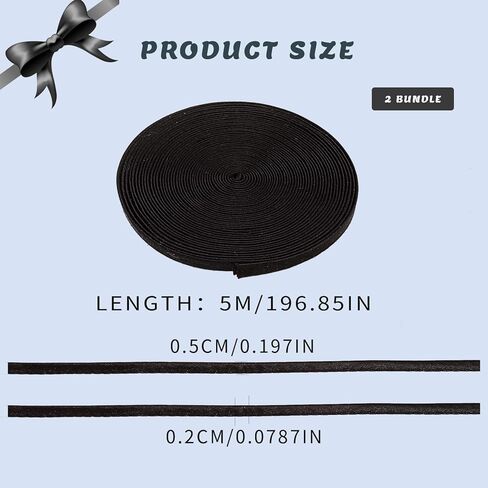 5 ياردات للنساء لحفلات الزفاف، ربطة عنق من الخلف، مشد ثوب أسود، ربطة عنق خلفية قابلة للتعديل، حبل وشاح، 0.2 بوصة أشرطة ملابس واسعة للديكور DIY سحاب بديل in Kuwait
