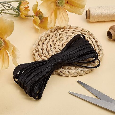 5 ياردات للنساء لحفلات الزفاف، ربطة عنق من الخلف، مشد ثوب أسود، ربطة عنق خلفية قابلة للتعديل، حبل وشاح، 0.2 بوصة أشرطة ملابس واسعة للديكور DIY سحاب بديل in Kuwait