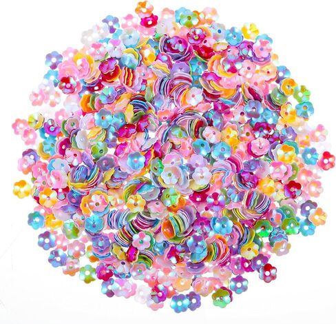 4000pcs 6mm Glitter Flower Bulk Loose Sequins Round Sequin Iridescent Embroidery Sequins Cup Spangles for DIY Craft Sewing Nail Festival Wedding Costume Decoration Jewelry Making Nail Arts Crafts in Saudi Arabia