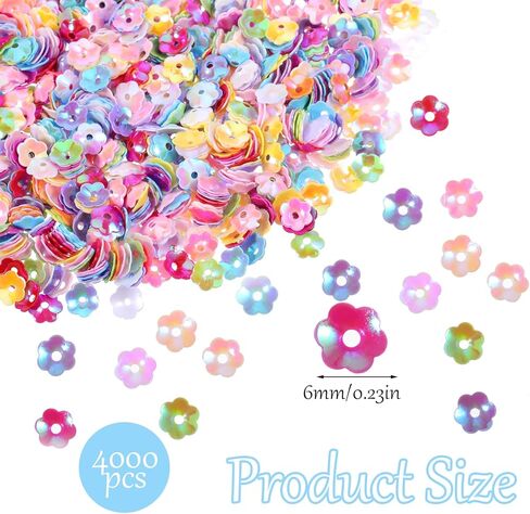 4000pcs 6mm Glitter Flower Bulk Loose Sequins Round Sequin Iridescent Embroidery Sequins Cup Spangles for DIY Craft Sewing Nail Festival Wedding Costume Decoration Jewelry Making Nail Arts Crafts in Saudi Arabia