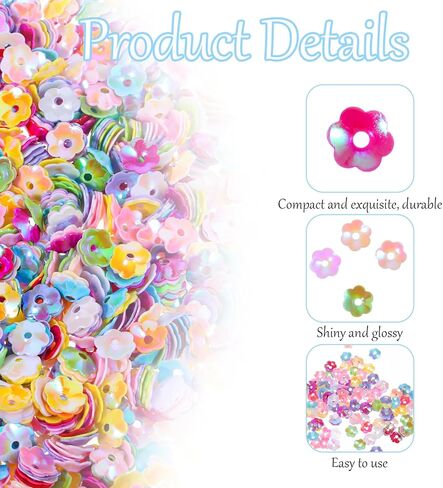 4000pcs 6mm Glitter Flower Bulk Loose Sequins Round Sequin Iridescent Embroidery Sequins Cup Spangles for DIY Craft Sewing Nail Festival Wedding Costume Decoration Jewelry Making Nail Arts Crafts in Saudi Arabia
