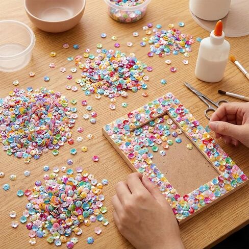 4000pcs 6mm Glitter Flower Bulk Loose Sequins Round Sequin Iridescent Embroidery Sequins Cup Spangles for DIY Craft Sewing Nail Festival Wedding Costume Decoration Jewelry Making Nail Arts Crafts in Saudi Arabia