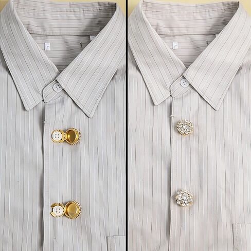 8PCS Rhinestone Button Covers, 0.83in Gold Crystal Decorative Clip-On Buttons, Detachable No Sew Button for Women Blouses, Dresses & DIY Crafts Embellishments Replacement in Saudi Arabia