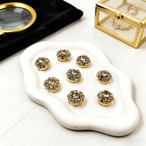 8PCS Rhinestone Button Covers, 0.83in Gold Crystal Decorative Clip-On Buttons, Detachable No Sew Button for Women Blouses, Dresses & DIY Crafts Embellishments Replacement in Saudi Arabia