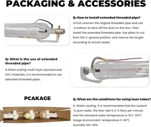PRESIONQI 80W CO2 Laser Tube, 80-100W Glass Laser Tube for CO2 Laser Engraving and Cutting Machine, Length 1250mm Dia.80mm with Metal Head (80-100W) in Saudi Arabia