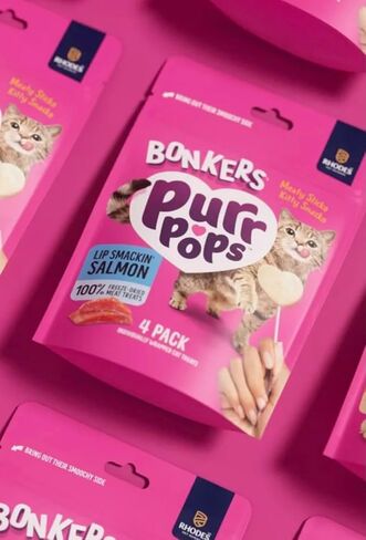 Bonkers Purrpops, Freeze Dried Salmon Flavored Lollipop Cat Treats, for All Breeds and Ages 8 Pieces (2 Packs) with Cat Spring Toys in Saudi Arabia