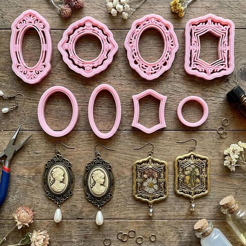 12 Pcs Clay Cutters Set, Vintage Frame Polymer Clay Cutters Boho Earring Molds, Polymer Clay Earring Tools Polymer Clay Kit for DIY Tools Jewelry Earrings Making in Saudi Arabia