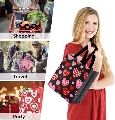 Tuzuaol 12Pcs Valentines Day Gift Bags with Handles Valentine's Tote Bags for Kids Valentine Party Favor, Gift Giving Goody Bags for Gift Wrapping in Saudi Arabia