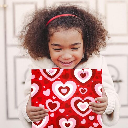 Tuzuaol 12Pcs Valentines Day Gift Bags with Handles Valentine's Tote Bags for Kids Valentine Party Favor, Gift Giving Goody Bags for Gift Wrapping in Saudi Arabia