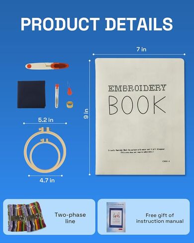 UESAN DIY Stitch Book, Embroidery Practice Book for Beginners with Full Sewing Kit, Linen Fabric, Hoop, Threads & Tutorials, Complete Starter Kit for Handmade Lovers in Kuwait