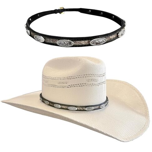 Horsehair Leather Hat Band with Silver Conchos in Saudi Arabia