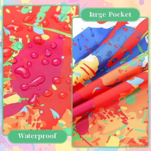 Artist Costume for Kids, Painter Dress Up Set with Colorful Artist Apron and Sleeves, Palette, Brush, Necklace, and Black Hat, Kids Painter Costume Accessories for Boys and Girls in Saudi Arabia