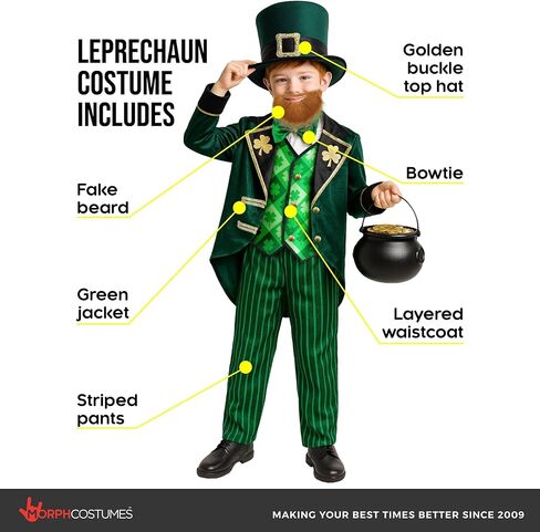 Morph Leprechaun Costume Kids Boy, Boys Leprechaun Costume, St Patricks Day Costumes Kids, Full St Patricks Outfit Boys in Saudi Arabia