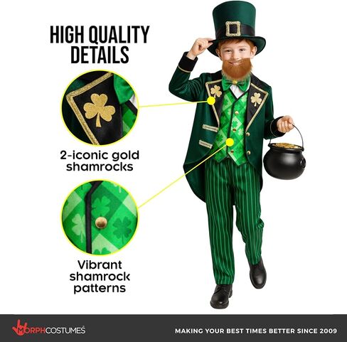 Morph Leprechaun Costume Kids Boy, Boys Leprechaun Costume, St Patricks Day Costumes Kids, Full St Patricks Outfit Boys in Saudi Arabia