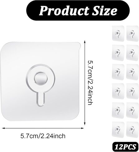 12Pcs Adhesive Wall Hooks Drill Free, Plastic Picture Hangers Without Nails, Nail Free Wall Hangers Clear Foamboard Hanger No Nail Picture Hanging Hook for Kitchen in Saudi Arabia