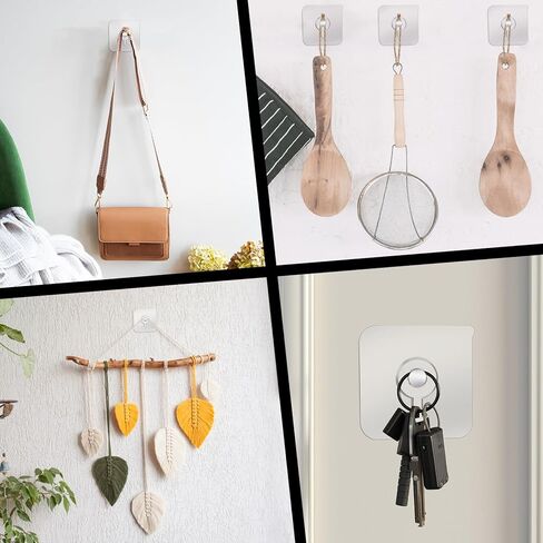 12Pcs Adhesive Wall Hooks Drill Free, Plastic Picture Hangers Without Nails, Nail Free Wall Hangers Clear Foamboard Hanger No Nail Picture Hanging Hook for Kitchen in Saudi Arabia