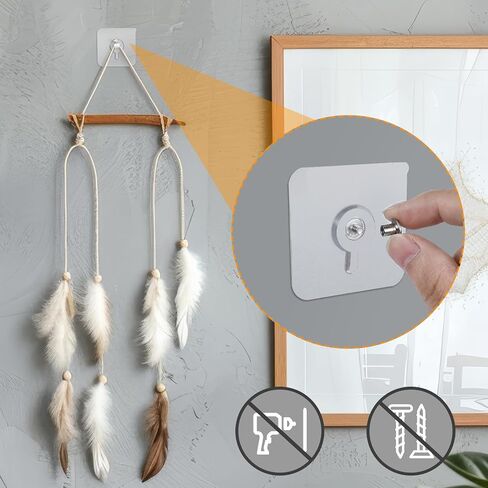 12Pcs Adhesive Wall Hooks Drill Free, Plastic Picture Hangers Without Nails, Nail Free Wall Hangers Clear Foamboard Hanger No Nail Picture Hanging Hook for Kitchen in Saudi Arabia