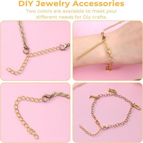 100pcs Gold Extender Chain for Jewelry Making Chains Extender Removable Extension Tails Bracelets Extension Chain for Jewelry Making for Bracelets, Necklaces, Anklets, Key Chains in Saudi Arabia