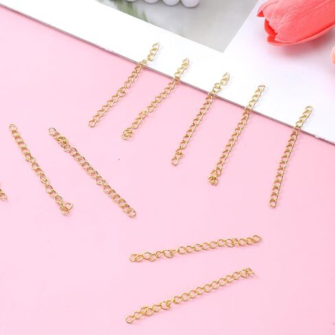 100pcs Gold Extender Chain for Jewelry Making Chains Extender Removable Extension Tails Bracelets Extension Chain for Jewelry Making for Bracelets, Necklaces, Anklets, Key Chains in Saudi Arabia