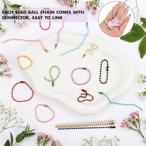 BESARME 200 PCS Colorful Bead Keychain Bulk Metal Hanging Chains Connector For Jewelry Making Holiday Decorations Dog Tag Chains Hanging Crafts Bulk DIY Needs in Saudi Arabia