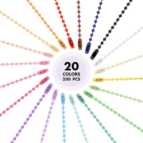 BESARME 200 PCS Colorful Bead Keychain Bulk Metal Hanging Chains Connector For Jewelry Making Holiday Decorations Dog Tag Chains Hanging Crafts Bulk DIY Needs in Saudi Arabia