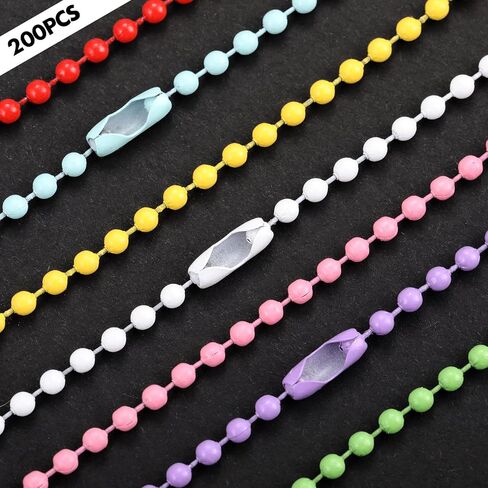 BESARME 200 PCS Colorful Bead Keychain Bulk Metal Hanging Chains Connector For Jewelry Making Holiday Decorations Dog Tag Chains Hanging Crafts Bulk DIY Needs in Saudi Arabia