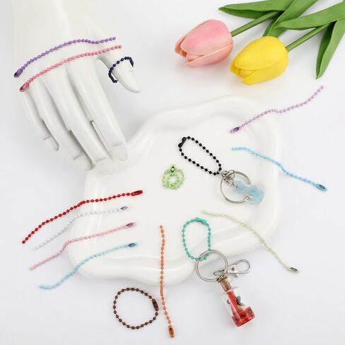 BESARME 200 PCS Colorful Bead Keychain Bulk Metal Hanging Chains Connector For Jewelry Making Holiday Decorations Dog Tag Chains Hanging Crafts Bulk DIY Needs in Saudi Arabia
