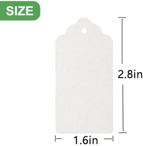 100 Pcs Kraft Paper Gift Tags with String, Blank Price Tags Gift Bag Hang Tags for Labeling Crafts Wedding Christmas Halloween, Mother's Day（White） in Saudi Arabia