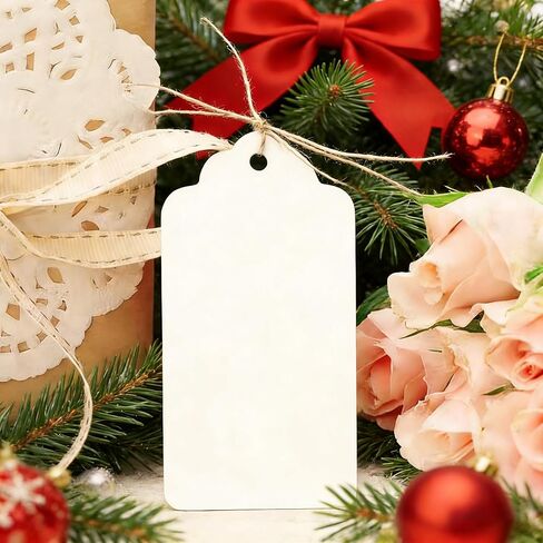 100 Pcs Kraft Paper Gift Tags with String, Blank Price Tags Gift Bag Hang Tags for Labeling Crafts Wedding Christmas Halloween, Mother's Day（White） in Saudi Arabia