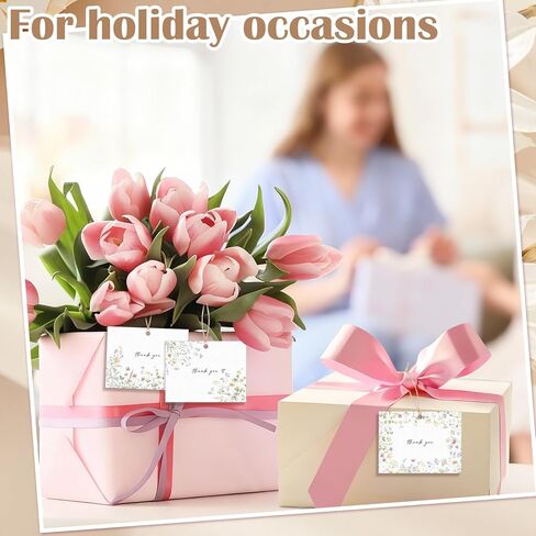Eaasty 60 Pack Floral Thank You Gift Tags with 60 Twine Strings, 2 x 3 in Watercolor Wild Floral Flower Paper Tags in 6 Designs for Weddings, Bridal & Baby Showers, Birthday Party Favors DIY Crafts in Saudi Arabia