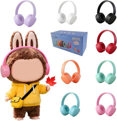 سماعات رأس Olyre Doll للدمى، تناسب الدمى العصرية بارتفاع 17 سم (6.69 بوصة) أو 1/6 BJDs، زي سماعة الرأس المصغرة/إكسسوار الملابس (الدمية غير متضمنة) (وردي) in Kuwait