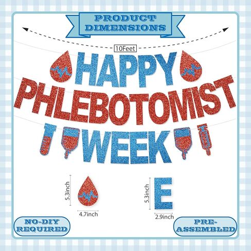 Happy Phlebotomist Week Banner - No DIY Glitter Phlebotomist Week Party Decorations for Phlebotomy Week Appreciation Gifts in Kuwait